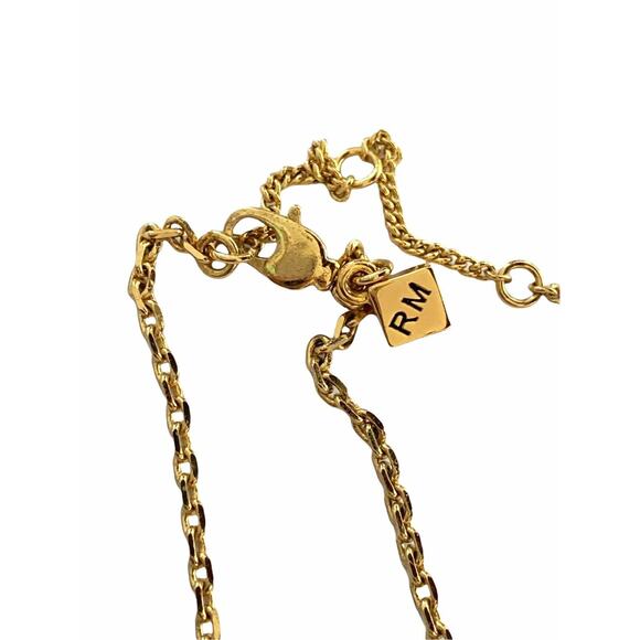 Rebecca Minkoff Gold Tone Round Circle Pendant Pastel Spikes Necklace 18” + 3” - Picture 4 of 4